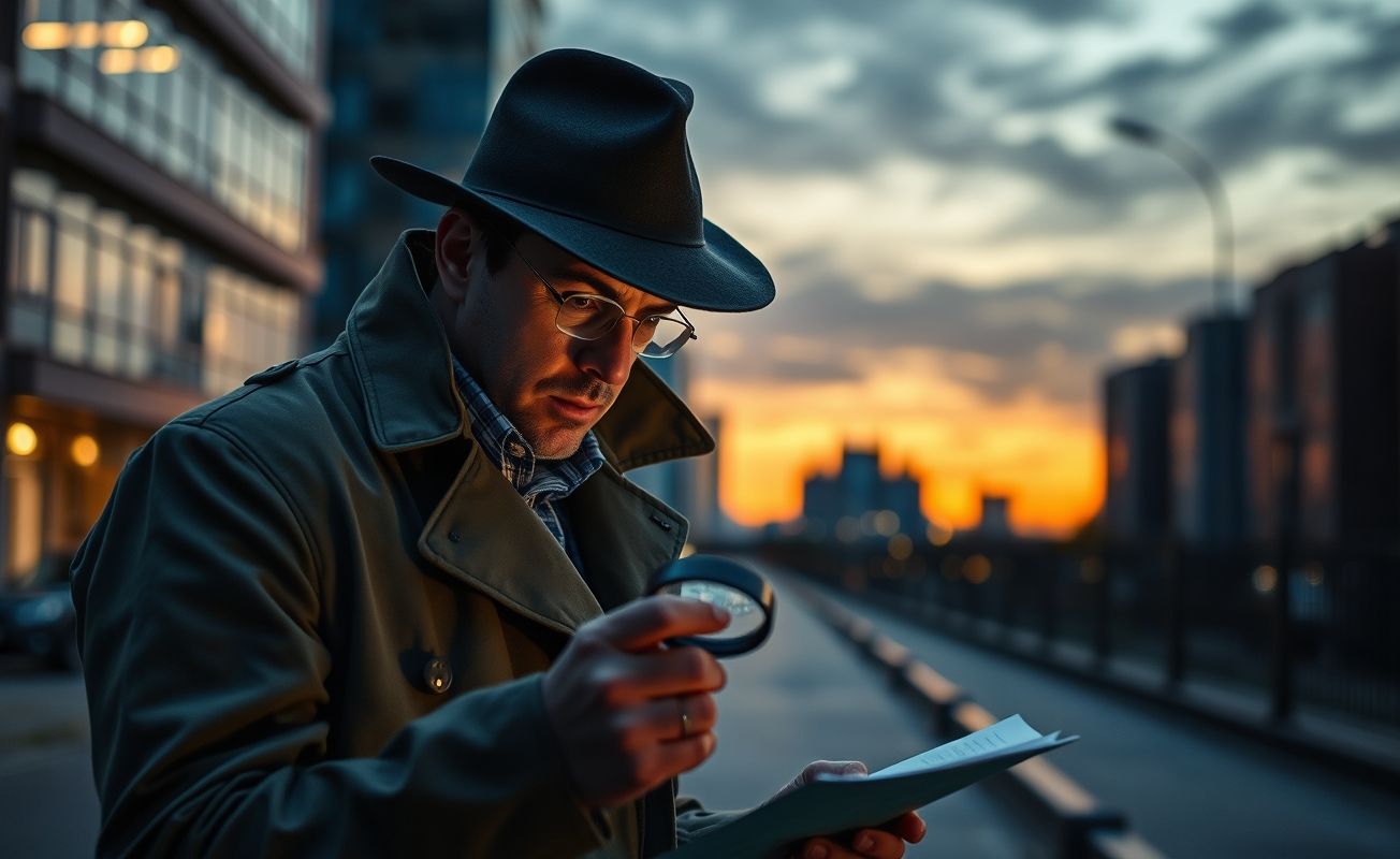 Detetive particular investigando em ambiente urbano