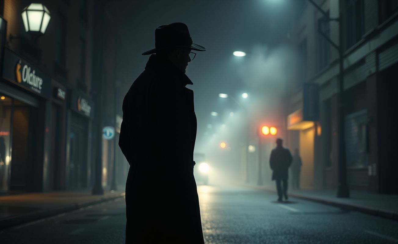 Detetive particular realizando investigação à noite