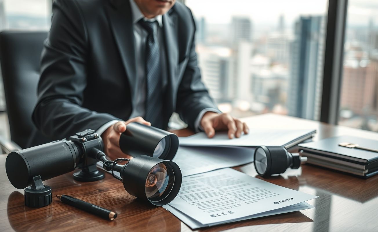 Detetive particular trabalhando em caso de investigação