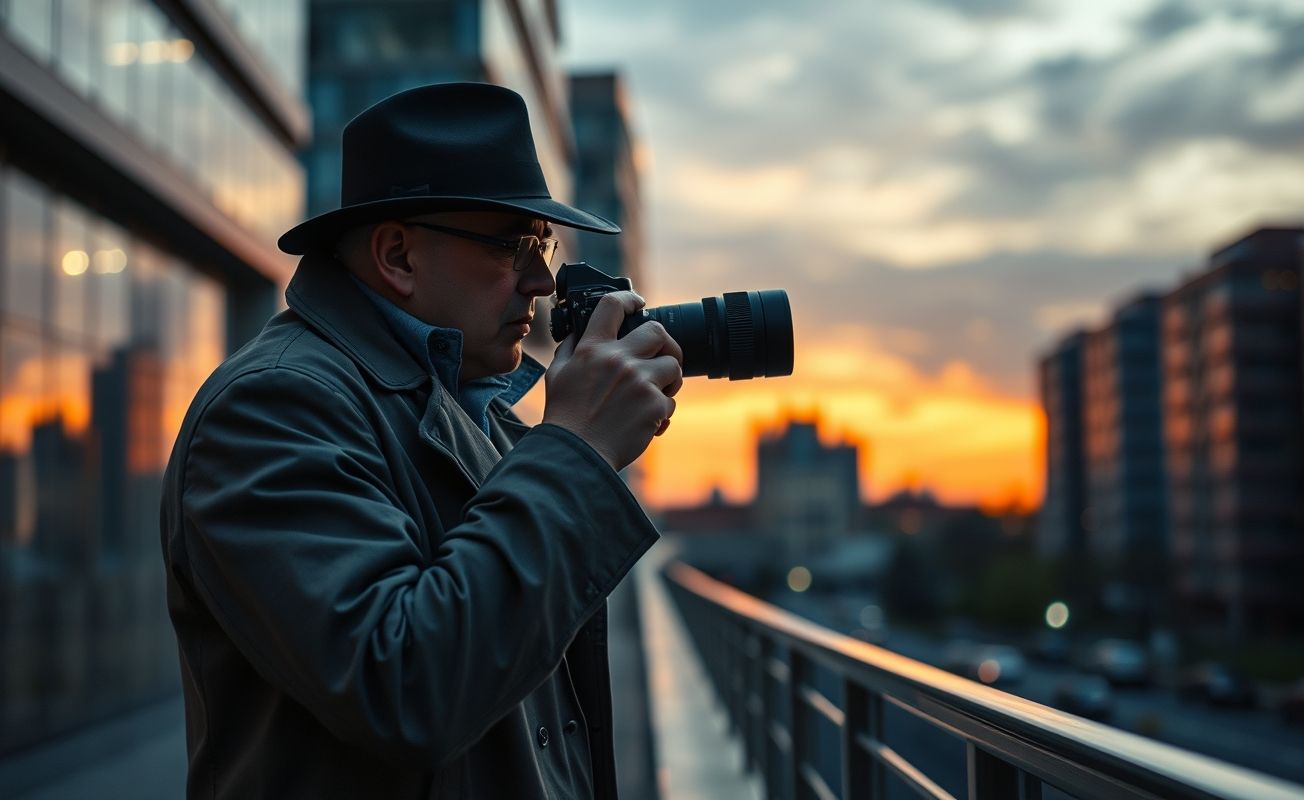 Detetive particular fazendo investigação