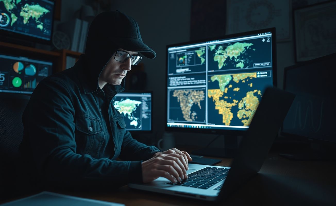 Detetive particular trabalhando em investigação digital