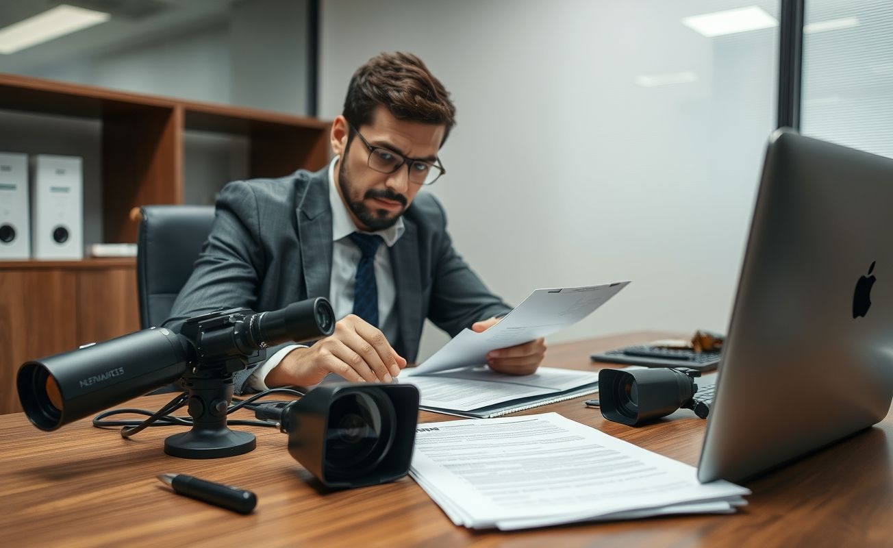 Detetive particular trabalhando em escritório em Porto Alegre