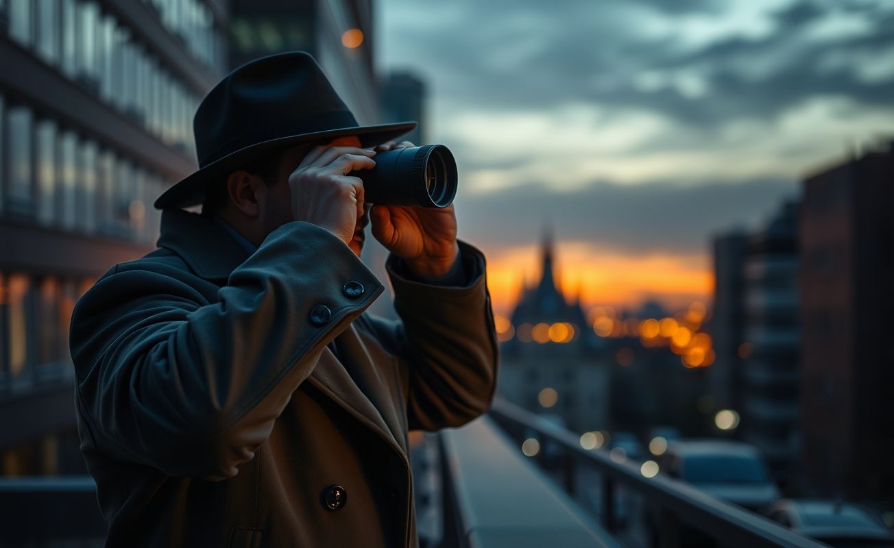 Detetive particular realizando vigilância