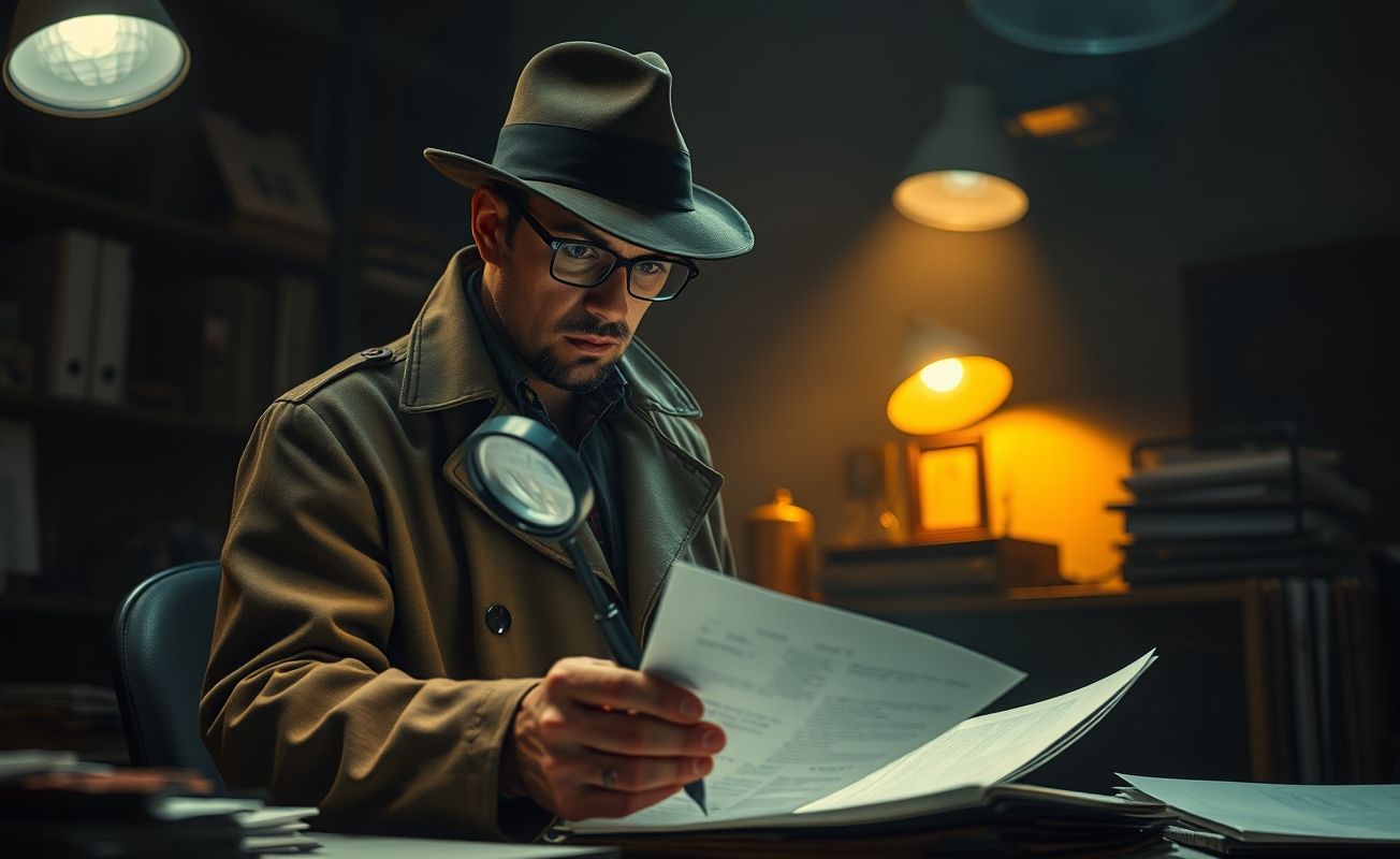 Detetive particular trabalhando em investigação