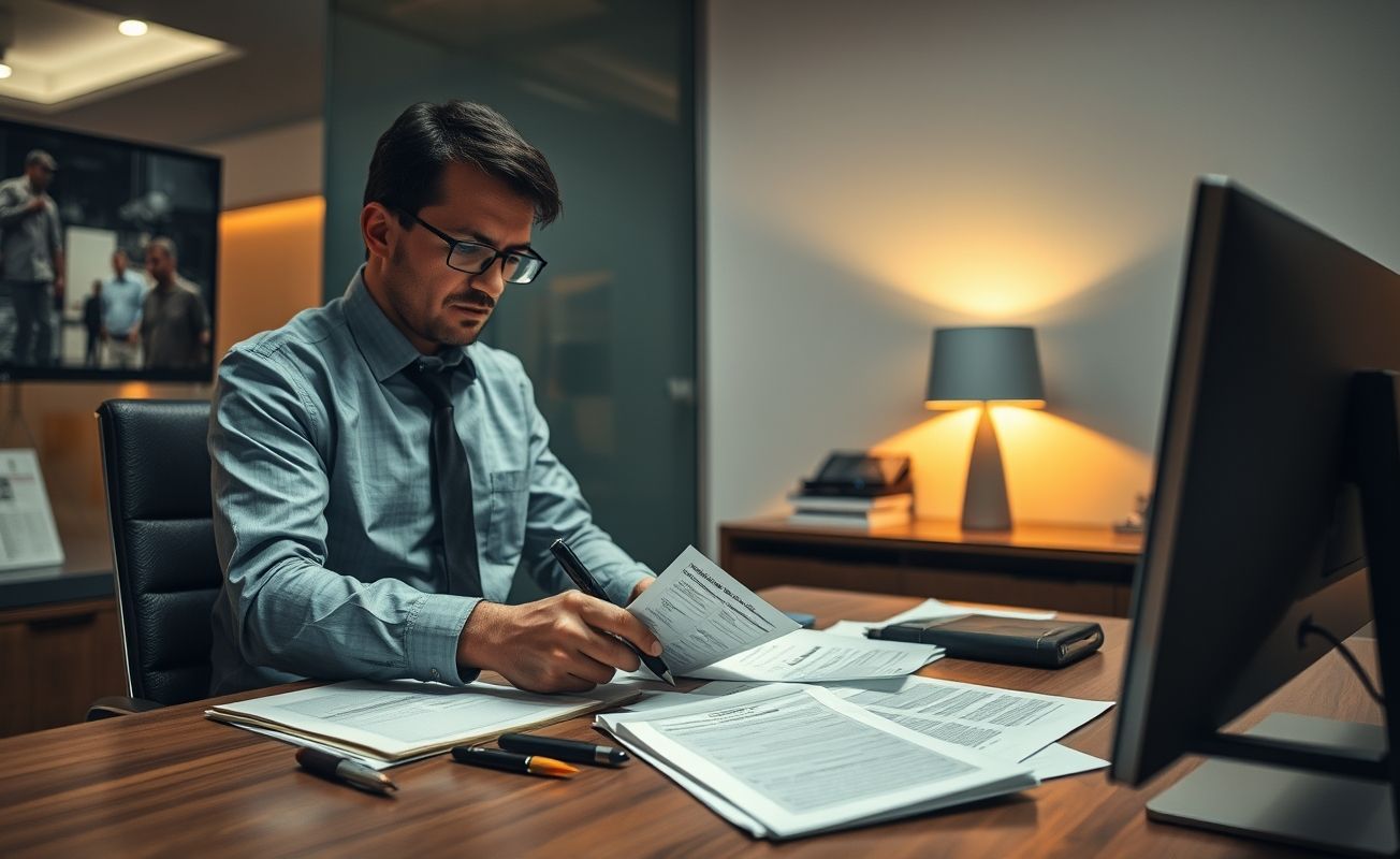 Detetive profissional trabalhando em caso investigativo