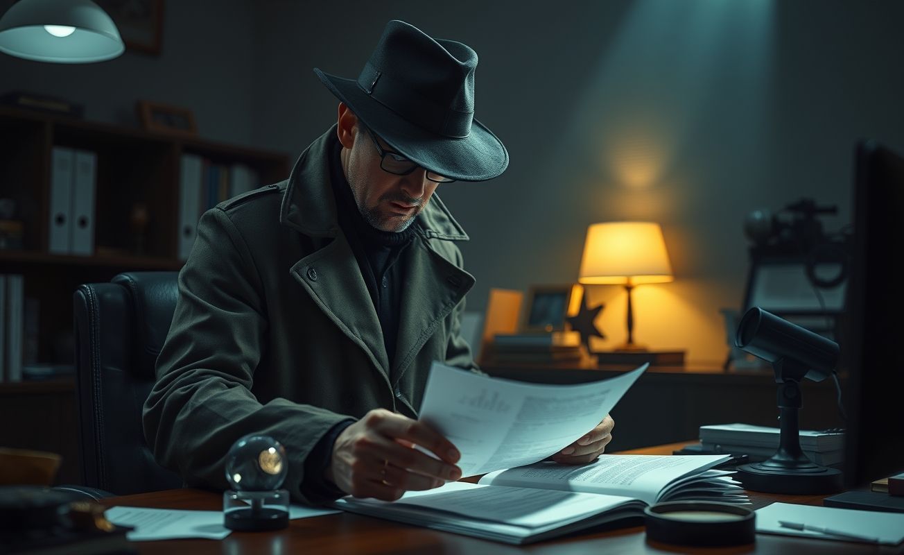Detetive particular trabalhando em investigação