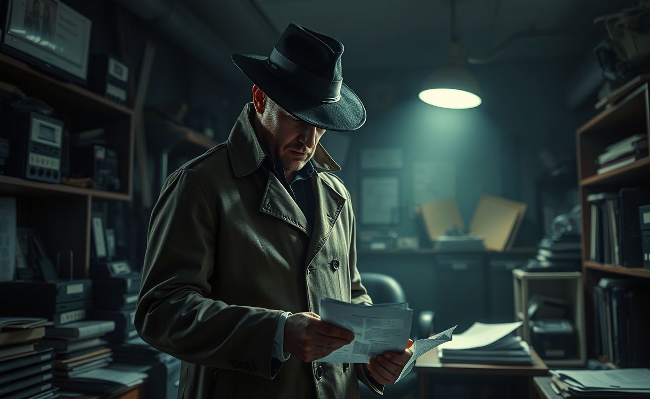 Detetive particular trabalhando em caso investigativo