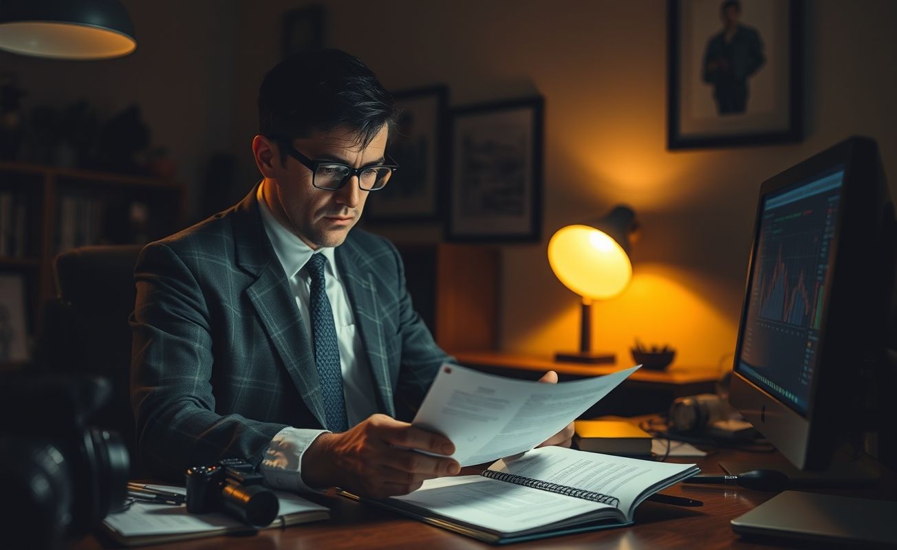 Detetive particular trabalhando em caso de investigação