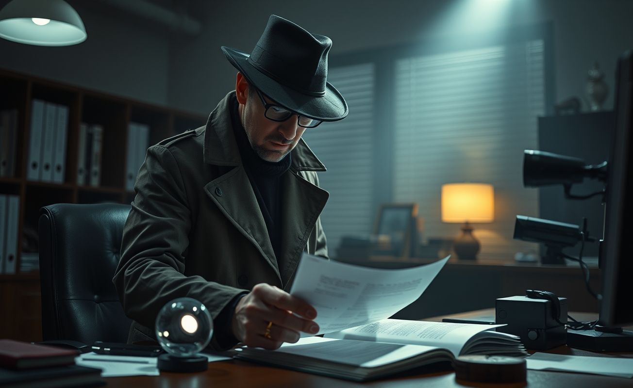 Detetive particular trabalhando em investigação