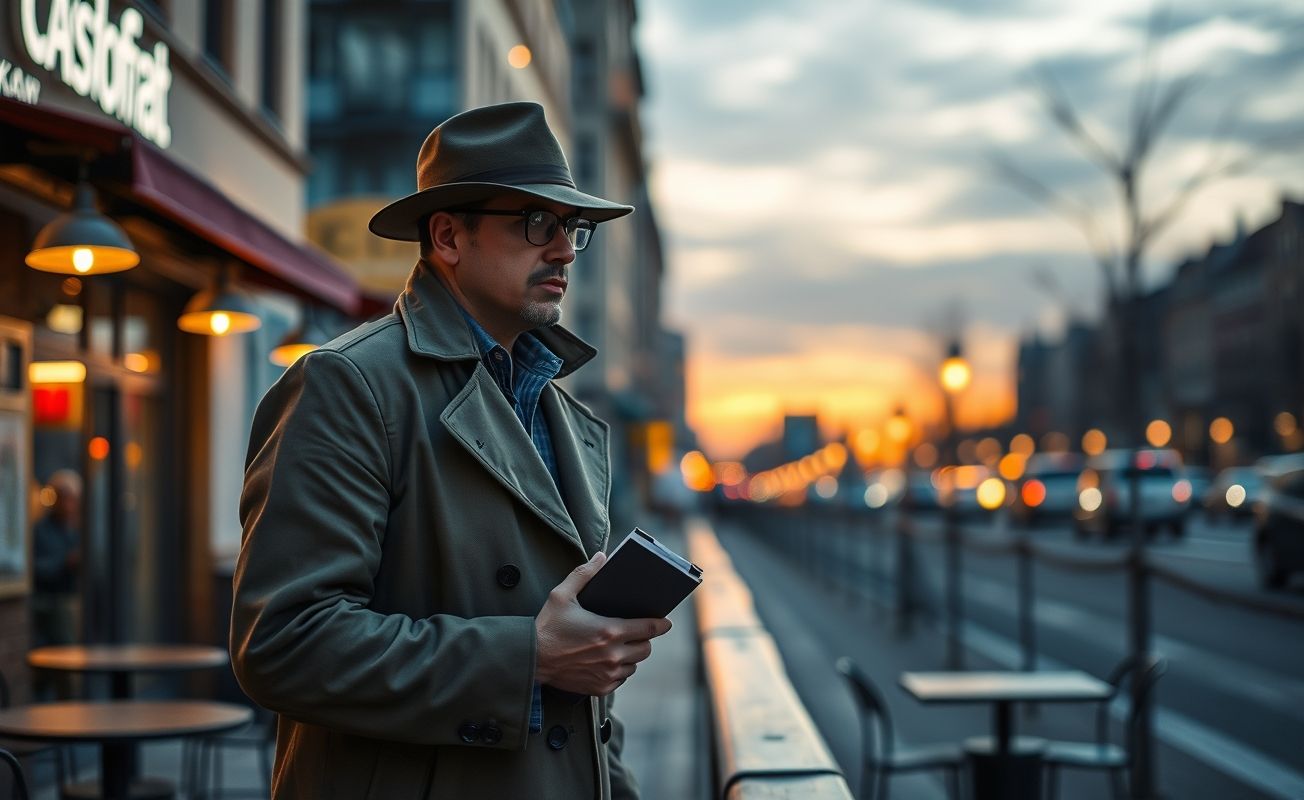 Detetive particular fazendo vigilância em área urbana