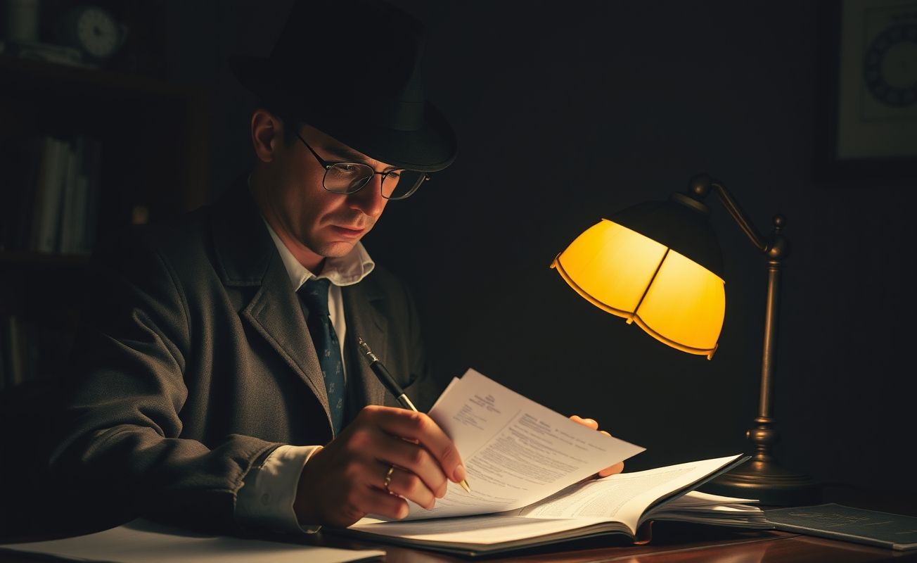 Detetive particular trabalhando em investigação