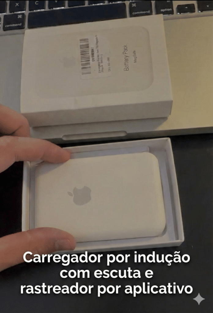 Carregador veicular espião com microfone oculto e rastreamento GPS para investigação e segurança
