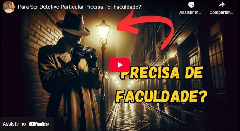 Imagem ilustrativa de um detetive particular analisando documentos e equipamentos de investigação, representando a discussão sobre formação, experiência e requisitos profissionais para atuar legalmente como detetive no Brasil.
